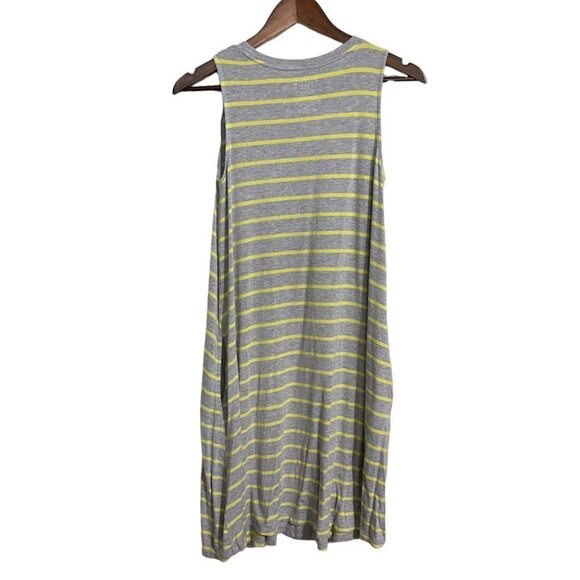 Time And Tru Womens Gray Yellow Striped Sleeveless Pockets Stretch Dress Small - Picture 5 of 5
